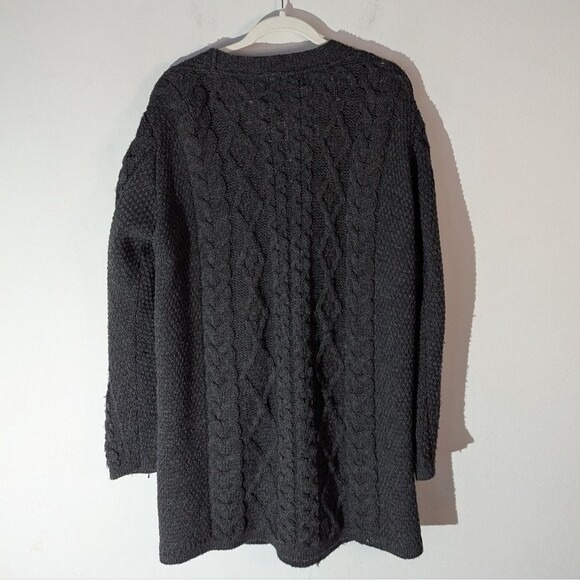 Arancrafts Ireland 100% Merino Wool Cable Knit Cardigan Sweater Women's Large - Picture 4 of 5